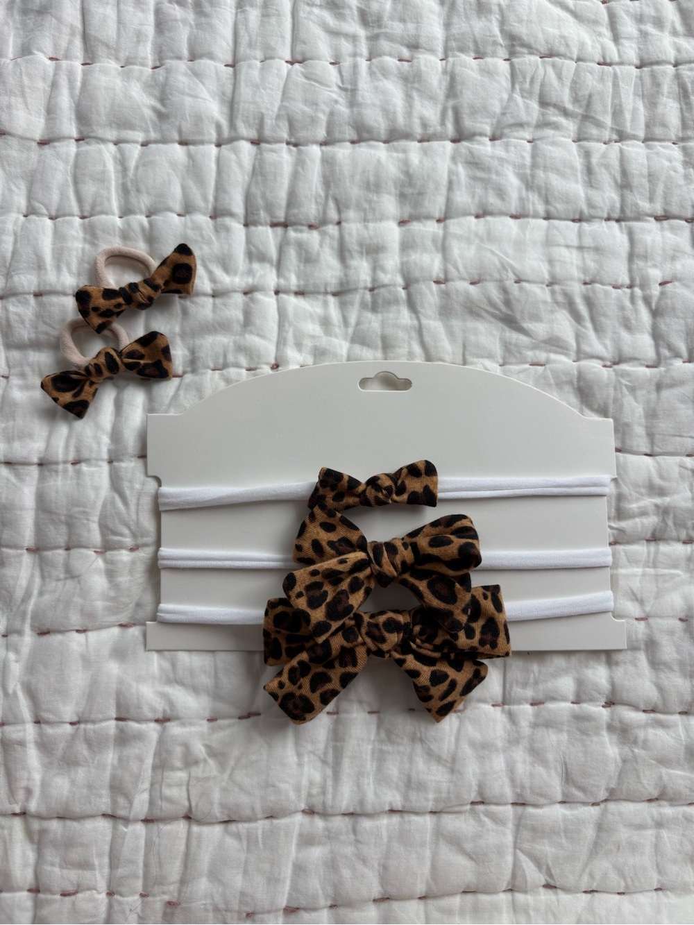 Leopard Bow Headband Set for Kids - Brown Leopard Print, handmade